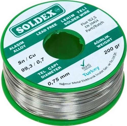 KURŞUNSUZ SOLDEX 200 GR 0.75 MM KURŞUNSUZ LEHİM TELİ SN 99.3 / CU 0.7-Findit