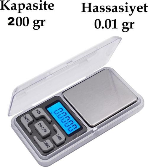Dijital Hassas Elektronik Kuyumcu Cep Terazisi Tartı 200 gr / 0.01 gr-Findit
