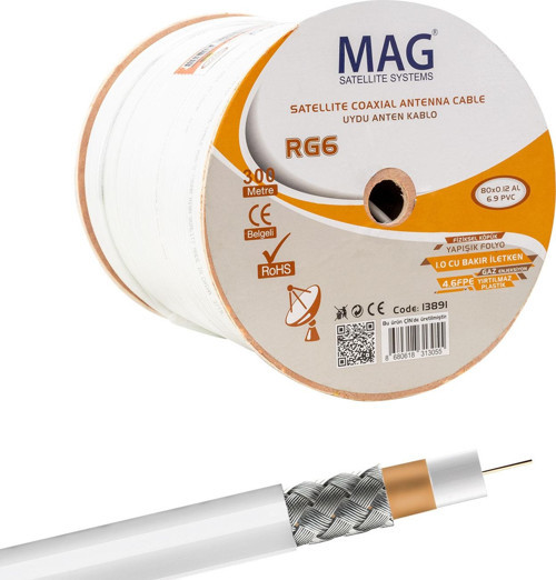 MAG AVANGART RG6/U4 BAKIR SAT1 80 TEL ANTEN KABLOSU (300 METRE) (2818)
