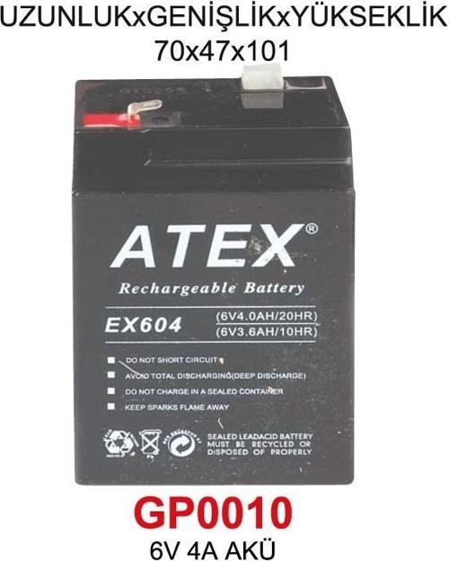 6V 4A AKÜ - UZUNLUK x GENİŞLİK x YÜKSEKLİK 70 x 47 x 101