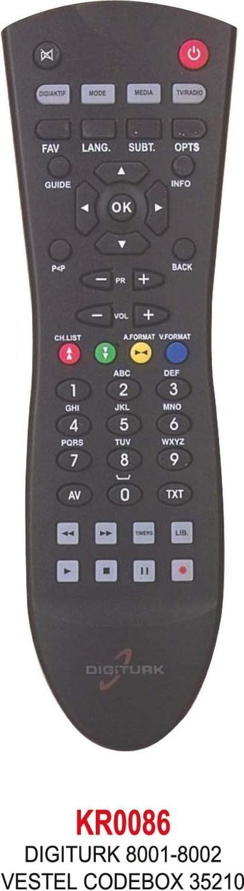 DIGITURK 8001-8002-VESTEL CODEBOX 35210 KUMANDA