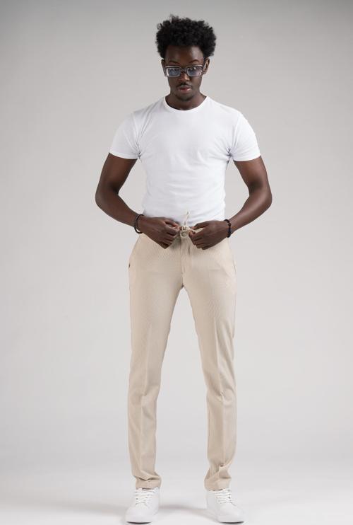 Slimfit Beli Yarım Lastikli Ve İplikli İnce Çizgili Yazlık Jogger Pantolon