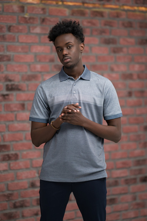 Regular Fit Likralı Pano Desenli Polo Yaka T-shirt