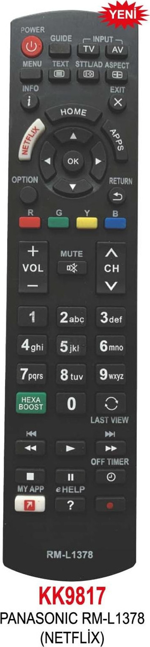 PANASONIC RM-L1378 (NETFLİX) KUMANDA