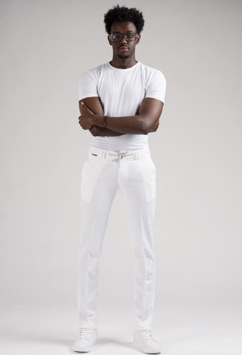Slimfit Beli Yarım Lastikli Ve İplikli Gofre Kumaş Yazlık Jogger Pantolon