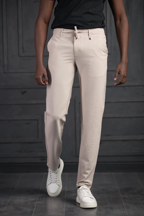 Slimfit Beli Lastikli Ve İplikli Likralı Gofre Kumaş Jogger Pantolon 