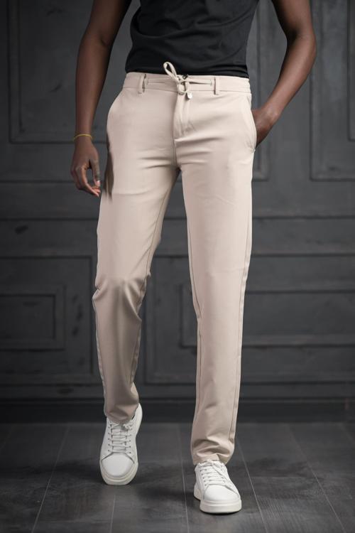 Beli Lastikli Ve İplikli Likralı Slimfit Yazlık Kumaş Jogger Pantolon 