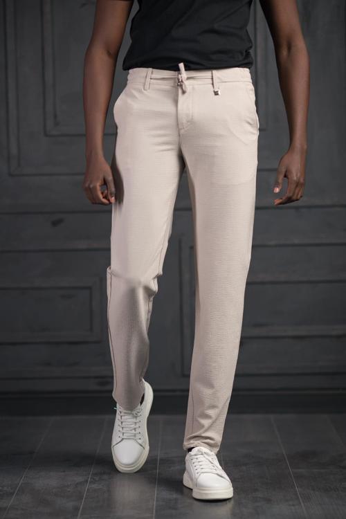 Slimfit Beli Lastikli Ve İplikli Likralı Gofre Kumaş Jogger Pantolon 