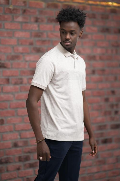 Regular Fit Likralı Çizgili Polo Yaka T-shirt