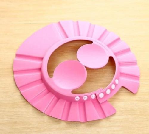 Bebek Banyo Şapkası Düğmeli Kulaklıklı Pembe