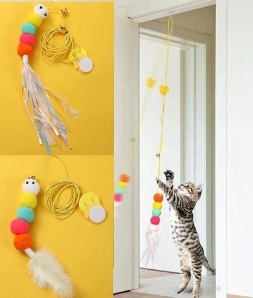 Elastik Yapışkanlı Kedi Oyun Oltası