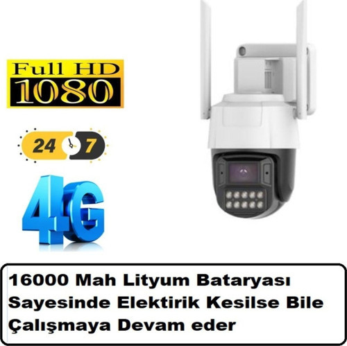 Urfakent Şarjlı Ve Elektrikli 4G Sim Kartlı Güvenlik Kamerası P6Slite Yazılım(Hafıza Kartı Dahildir) Siyah
