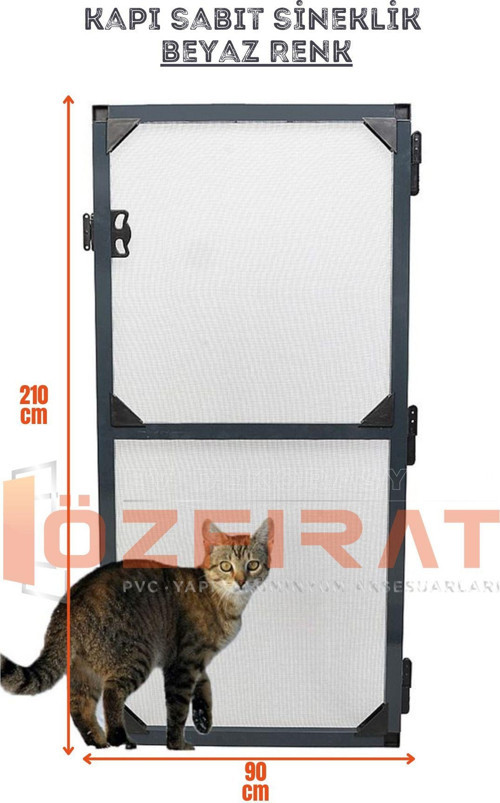 Menteşeli Yırtılmaz Kapı Kedi Sinekliği (Pet Tül) Antrasit 90X210 Cm. İstenilen Ölçüde.