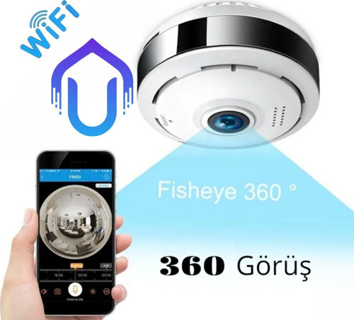 V380 360 Görüşlü Smart Wifi Kamera İç Mekan Ve Asansör Kamerası Beyaz
