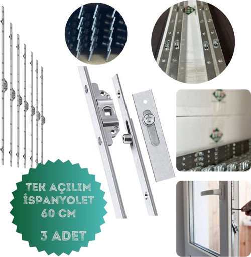 60Cm Ispnayolet Pimapen Kapı Pencere Kilidi Ispanyoleti /3 Adet