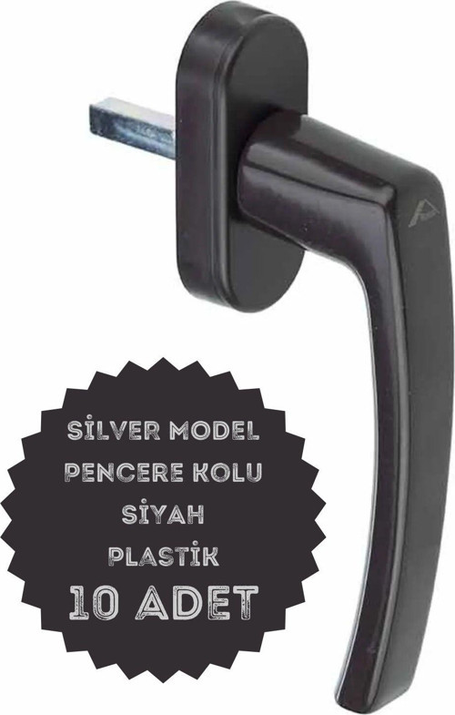 Pencere Kolu Pvc Silver Model / Plastik Siyah 10 Adet