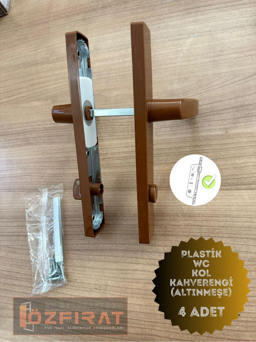 Pvc Pimapen Plastik Kapı Kolu Tuvalet(Wc) / Banyo Plastik Kapı Kolu / Kahverengi (Altınmeşe) 4 Adet