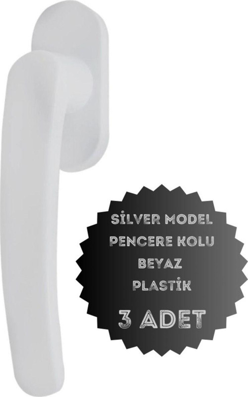 Pencere Kolu Pvc Silver Model / Plastik Beyaz 3 Adet
