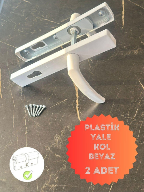 Pvc Pimapen Plastik Kapı Kolu Balkon/Tuvalet(Wc)/Banyo (Barel Yuvalı) / Beyaz 2 Adet
