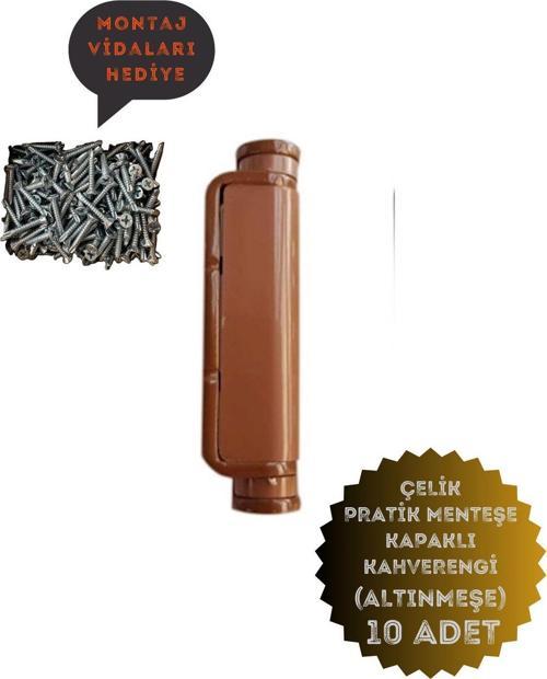 Pvc Pimapen Kapı Pencere Pratik Çelik Menteşe 80Mm Kahve/Altınmeşe (10 Adet) Vidalar Dahil