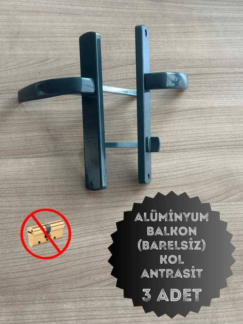 Alümünyum Kapı Kolu Balkon Alümünyum Kapı Kolu / Antrasit 3 Adet