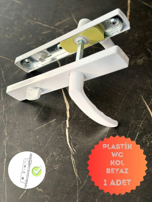 Pvc Pimapen Plastik Kapı Kolu Tuvalet(Wc) / Banyo Plastik Kapı Kolu / Beyaz 1 Adet
