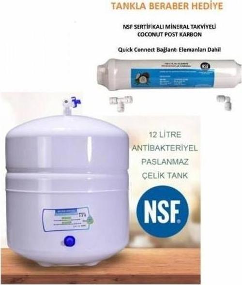 Aura Cebilon Uyumlu Su Arıtma Tankı Çelik 12 Litrensf Onaylı Filtre Hediyeli