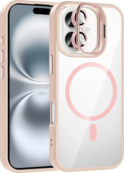 Apple iPhone 16 Kılıf Standlı ve Kamera Lens Hediyeli M-Safe Şarj Özellikli Zore Etro Kapak