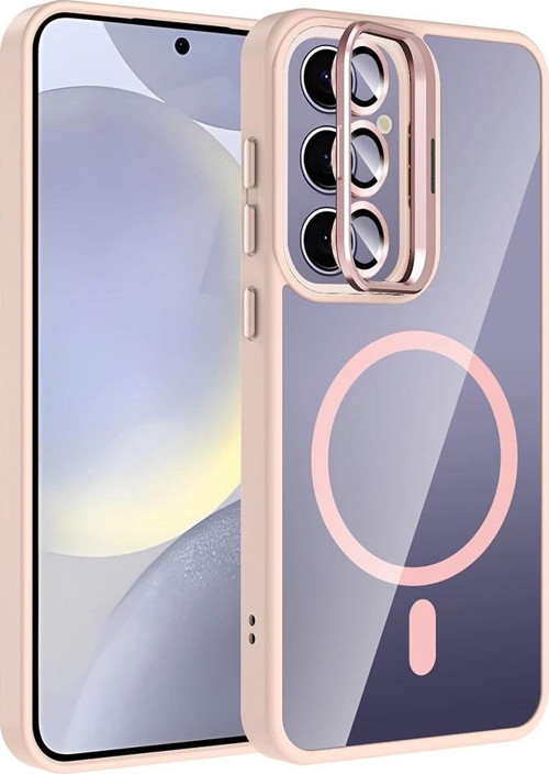 Galaxy S24 Plus Kılıf Standlı ve Kamera Lens Hediyeli M-Safe Şarj Özellikli Zore Etro Kapak