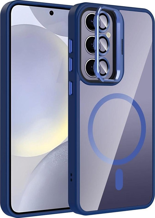 Galaxy S24 Plus Kılıf Standlı ve Kamera Lens Hediyeli M-Safe Şarj Özellikli Zore Etro Kapak
