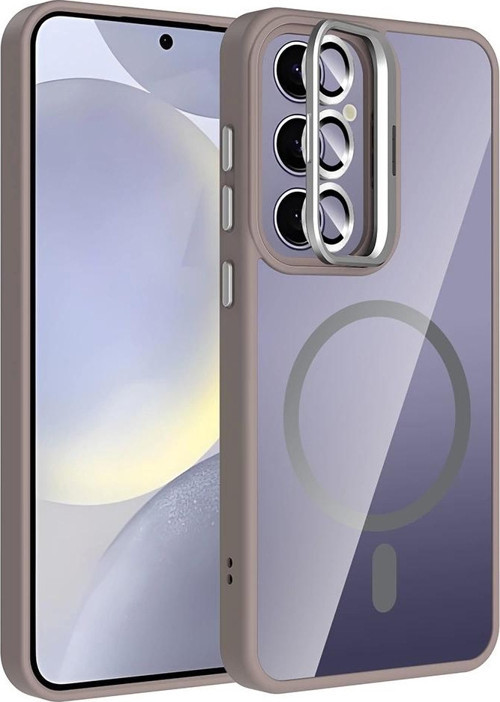 Galaxy S24 Plus Kılıf Standlı ve Kamera Lens Hediyeli M-Safe Şarj Özellikli Zore Etro Kapak