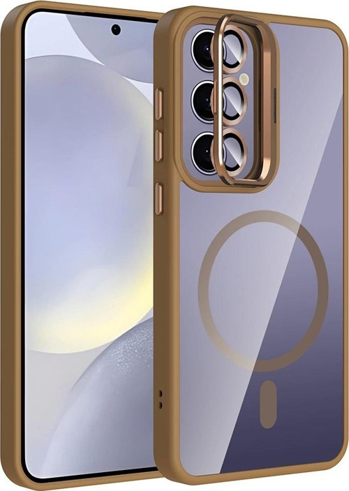 Galaxy S24 Plus Kılıf Standlı ve Kamera Lens Hediyeli M-Safe Şarj Özellikli Zore Etro Kapak