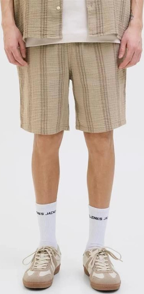 12274758 Müslin Kumaş Çizgili Ultra Hafif Erkek Short Kahve