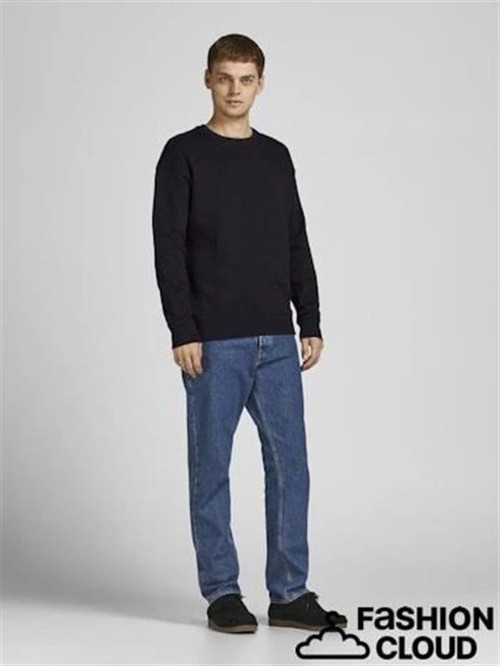 2 İplik Baskısız Bisiklet Yaka Erkek Sweatshirt