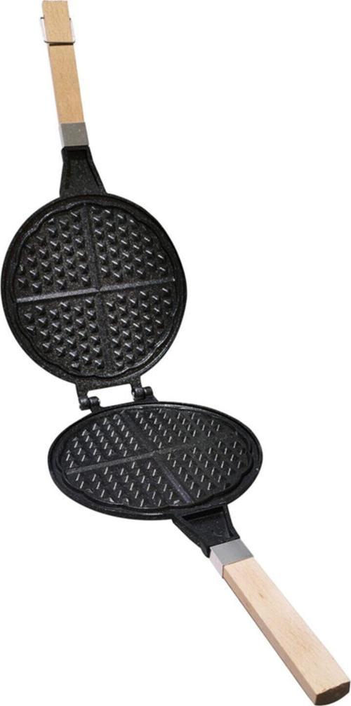T-0598 Döküm Ahşap Saplı Waffle Tavası-20 cm