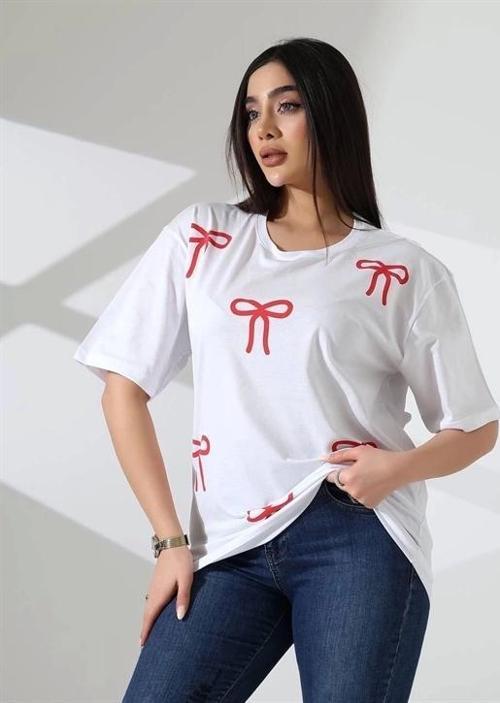 Kurdele Baskılı Kadın T-Shirt