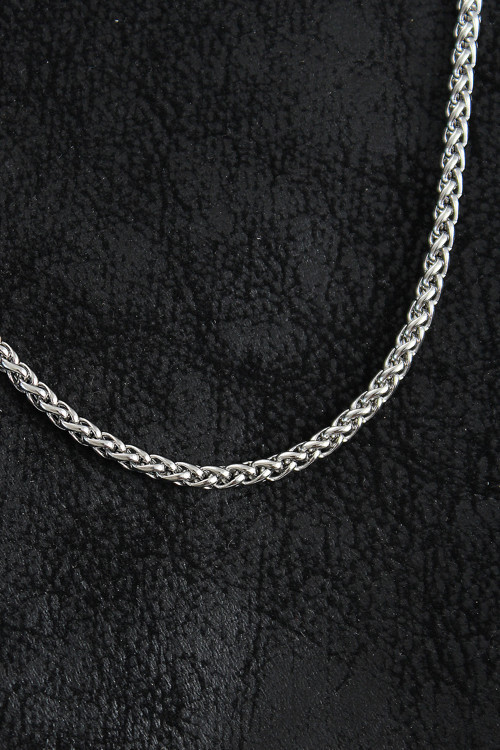 Bakımlı Erkek için Silver Çelik Sık Örme Zincir Stil Kolye
