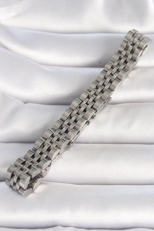 Bakımlı Erkek için Silver Çelik Zincir Tasarımlı Bileklik