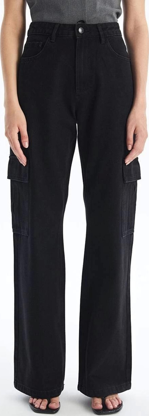 Kargo cep jeans pantolon siyah
