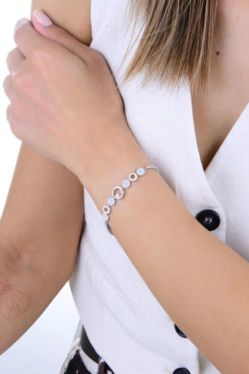 Gümüş rodyumlu pırlanta modeli zirkon taşlı halkaların dansı su yolu bileklik [barcode]