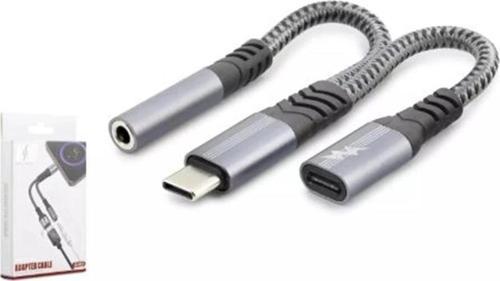 Hadron Gj-018 Type-C To 3.5Mm + Type-C F Kablo Car Şarj 100W Siyah