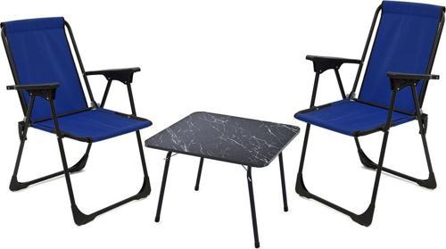 45x60 Katlanır Masa + 2 Adet Kamp Sandalyesi, Çift dikişli 120 kg kapasiteli-2LAC-MER