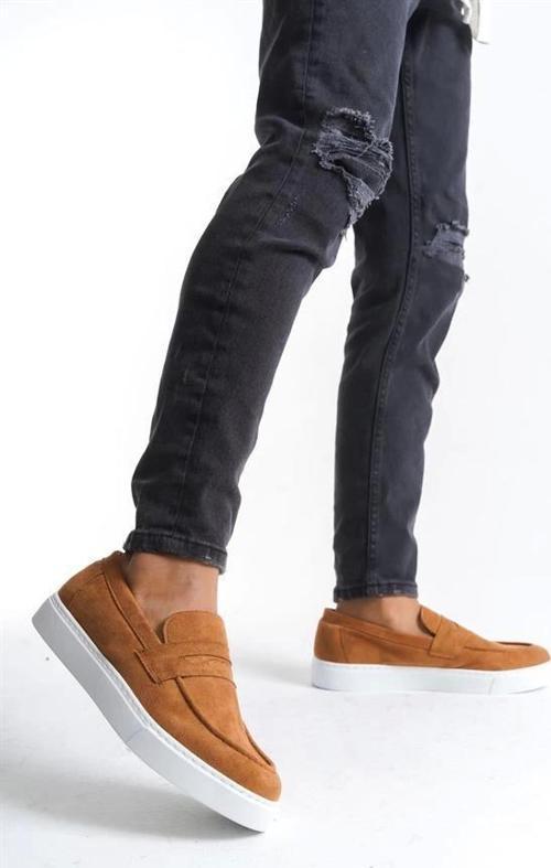 SLW180 Estilo X Bağcıksız Süet Erkek Günlük Spor Klasik Ayakkabı SBT - Taba