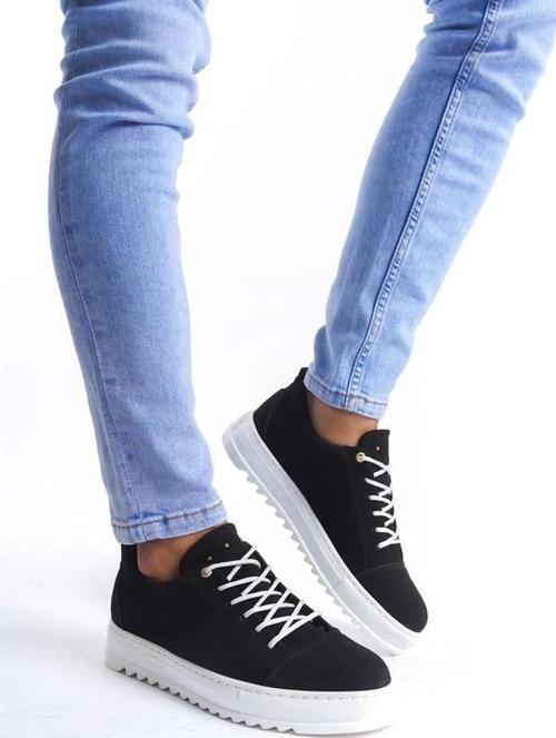 SLW152 Cool Bağcıklı Süet Erkek Günlük Spor Klasik Ayakkabı SBT - Siyah