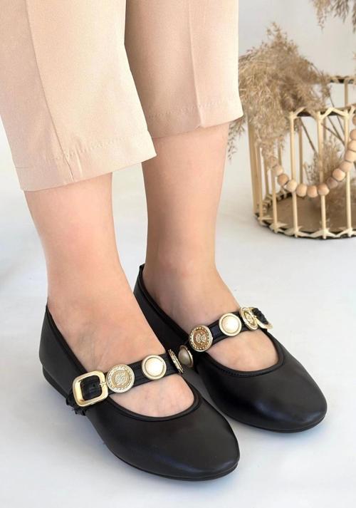 Atnis Siyah Cilt Babet Ayakkabı