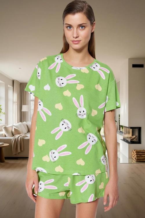 Kadın %100 Pamuklu Regular Kalıp Ayıcıklı Pijama Takımı Özenle Seçilmiş Trend Tasarım