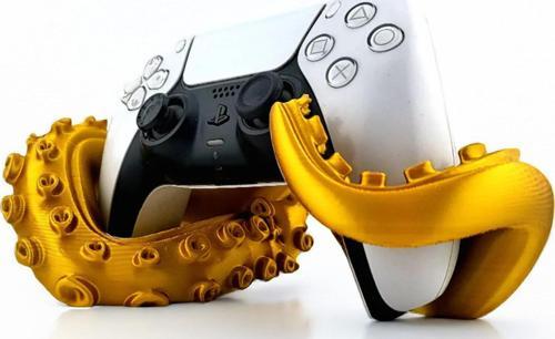 PS5 DualSense Gamepad Standı - Altın Ahtapot Tasarımlı 3D Baskı Tutucu