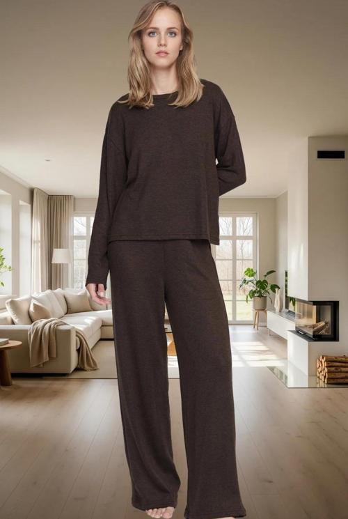 Örme Kaşkorse Pijama Takımı Rahat Kışlık 2 Parça Zarifane Tasarım Seçkin Malzeme