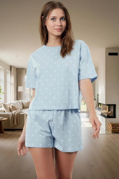 Puantiyeli Kalpli Pamuklu Pijama Takımı Rahatlık ve Şıklık Bir Arada Dayanıklı Malzeme