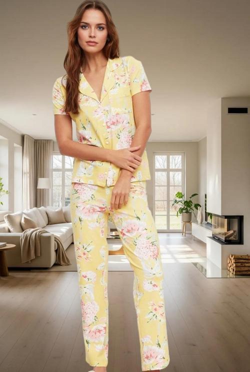 Pamuk Çiçekli Regular Pijama Takımı Kaliteli İşçilik Profesyonel Görünüm Özel Tasarım